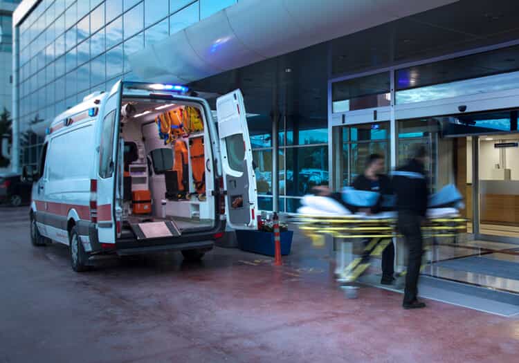 Ambulance at a hospital